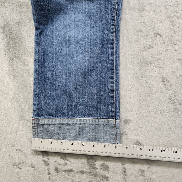 Vintage 90s Unionbay Jeans Womens 13 Juniors Crop Double Button Two-Tone Hem - Picture 10 of 11